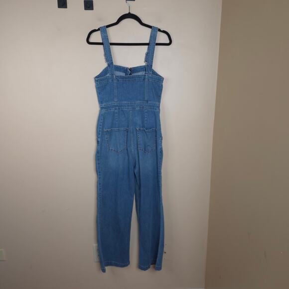 Hollister Medium Wash Denim Front Zip Overall Jumpsuit Size S - Picture 5 of 10